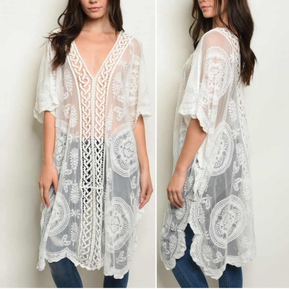 #73 LACE & CROCHET TUNIC TOP/ COVER UP